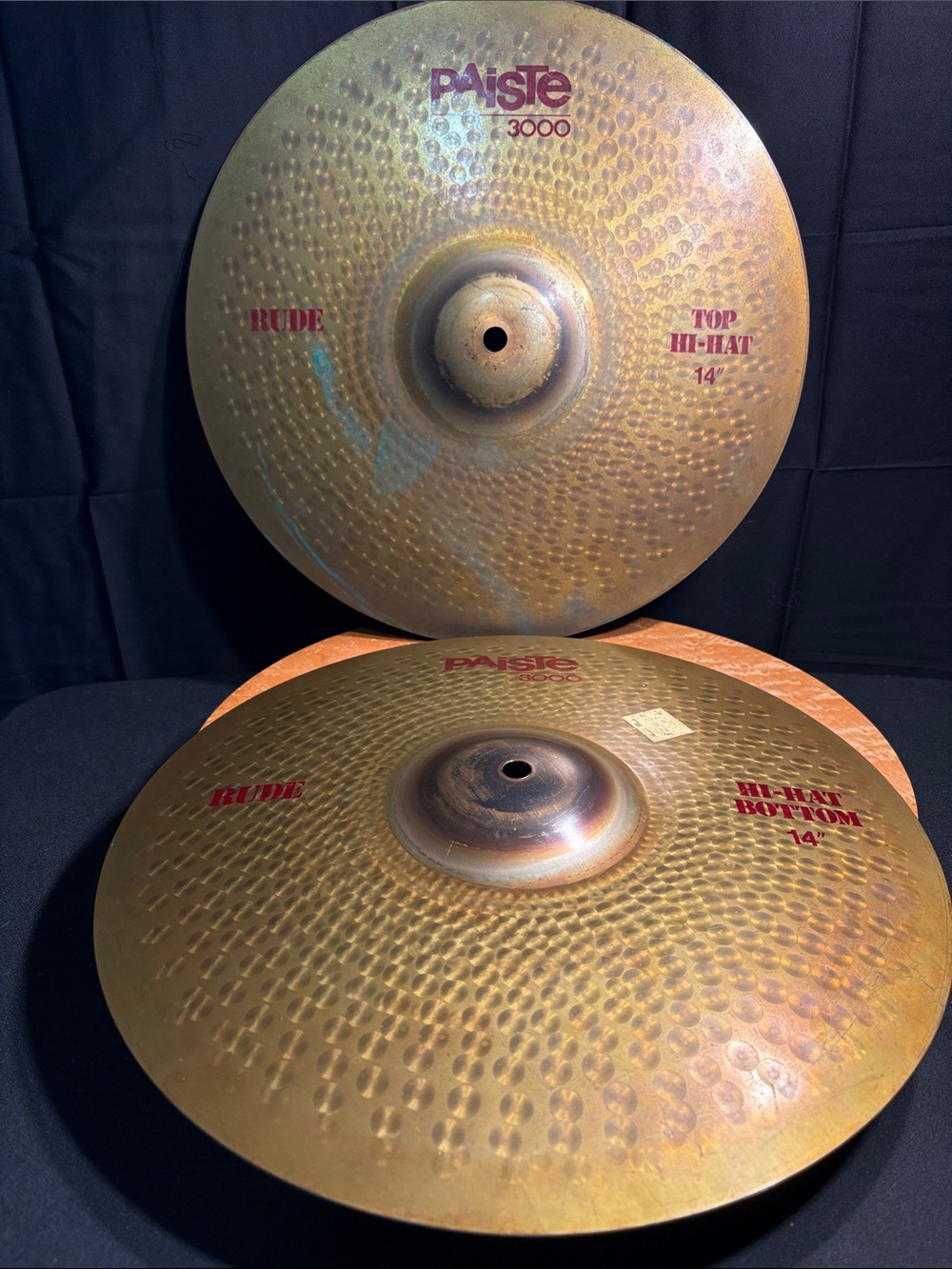 Vtg Paiste 3000 14" Rude Hi-Hat Top & Bottom